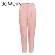 Load image into Gallery viewer, JaMerry Vintage casual women pink plaid blazer suit Autumn single breasted long sleeve female office pants suits Winter outwear