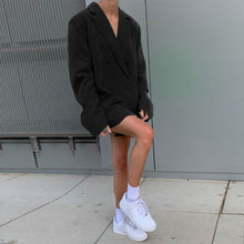 Load image into Gallery viewer, Chicology double breasted blazer long sleeve jacket women loose coat 2019 autumn winter female streetwear over size plus clothes