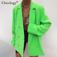 Load image into Gallery viewer, Chicology double breasted blazer long sleeve jacket women loose coat 2019 autumn winter female streetwear over size plus clothes
