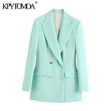 Load image into Gallery viewer, KPYTOMOA Women 2020 Fashion Office Wear Double Breasted Blazer Coat Vintage Long Sleeve Pockets Female Outerwear Chic Tops
