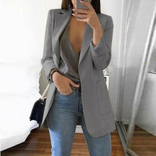 Load image into Gallery viewer, Ladies Blazer Long Sleeve Blaser Women Suit jacket Female Feminine Blazer Femme Khaki Gray Black Blazer Autumn
