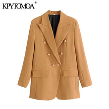 Load image into Gallery viewer, KPYTOMOA Women 2020 Fashion Office Wear Double Breasted Blazers Coat Vintage Long Sleeves Pockets Female Outerwear Chic Tops
